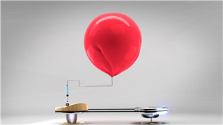 原创AE模板制作气球充气爆炸彩色碎纸屑飘落呈现标志演绎视频