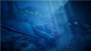 原创AE模板梦幻蓝色海洋世界水泡汇聚效果LOGO展示视频制作