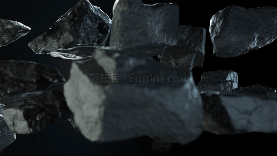 原创AE模板暗黑空间中悬浮效果三维石块间呈现标志揭示动画_第2张图片_AE模板库