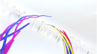 中文PR模板彩色丝带螺旋飞舞逐渐显现logo展示