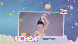 中文PR模板卡通动画可爱儿童晚会幼儿成长记录相册