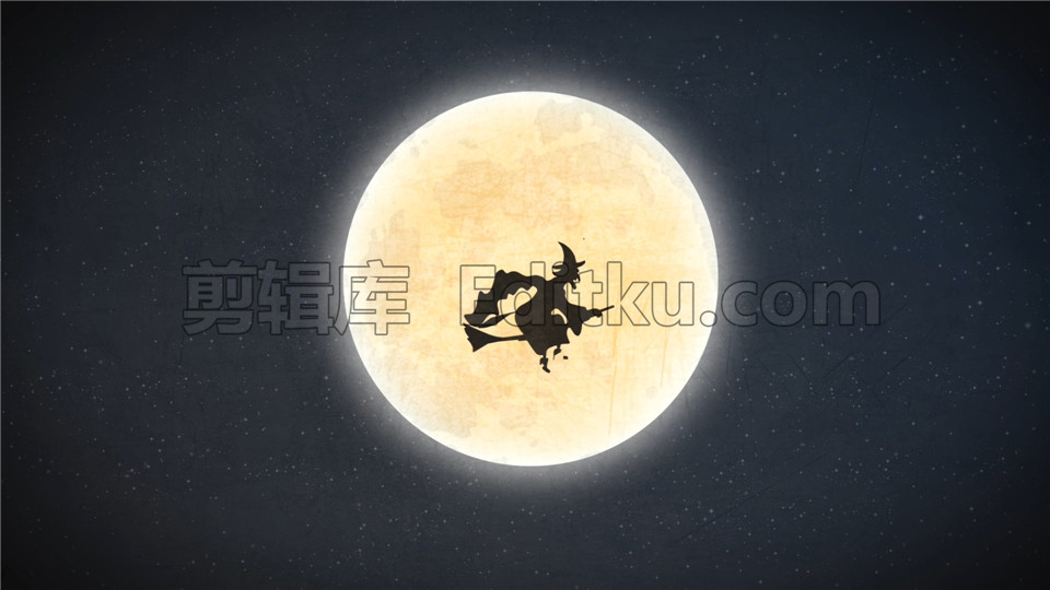 中文AE模板万圣节南瓜鬼脸乌鸦黑猫女巫飞过月球节假日宣传_第1张图片_AE模板库