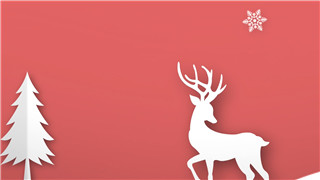 中文AE模板圣诞节麋鹿拉雪车飞天雪花飞舞飘散先露出logo演绎