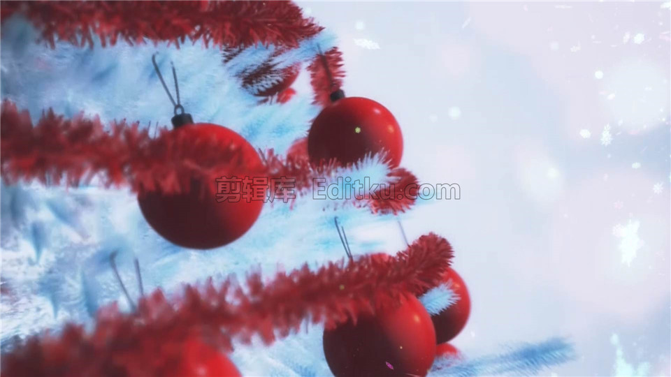 原创PR模板制作美好喜庆鲜红条带缠绕圣诞树节日宣传LOGO动画 第1张