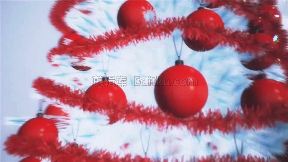 原创PR模板制作美好喜庆鲜红条带缠绕圣诞树节日宣传LOGO动画 第2张