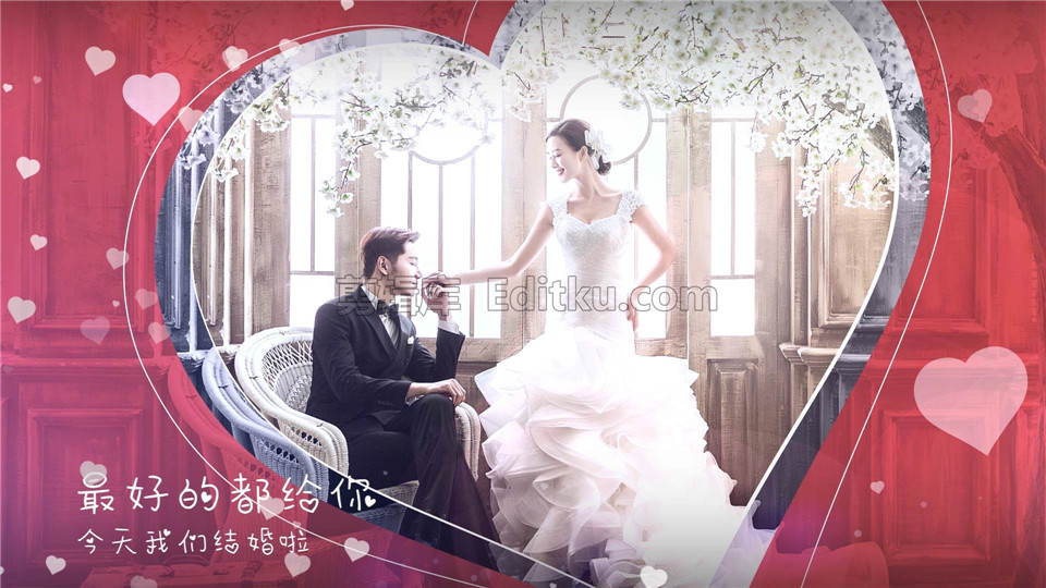 中文AE模板制作充满美好粉红爱心形状婚礼请柬电子相册展示视频_第3张图片_AE模板库