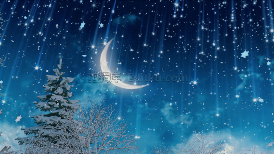 原创AE模板唯美夜景冰天雪地充满圣诞节气氛LOGO演绎动画 第1张