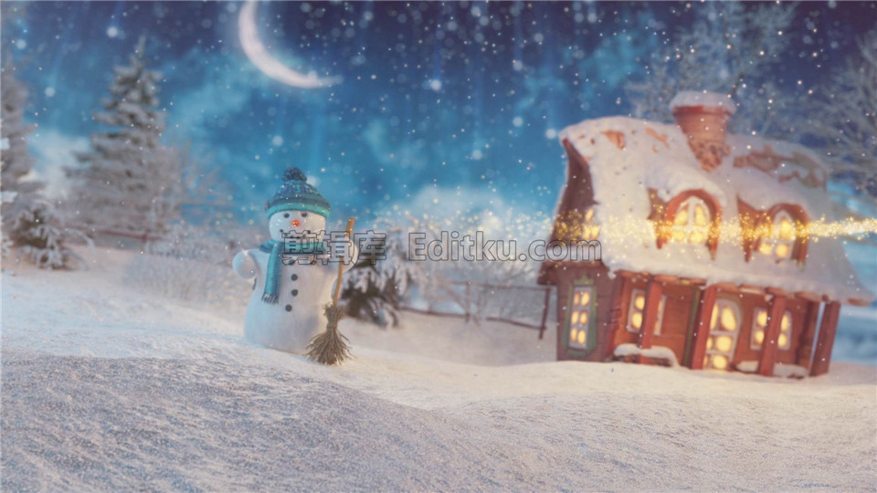 原创AE模板唯美夜景冰天雪地充满圣诞节气氛LOGO演绎动画_第3张图片_AE模板库