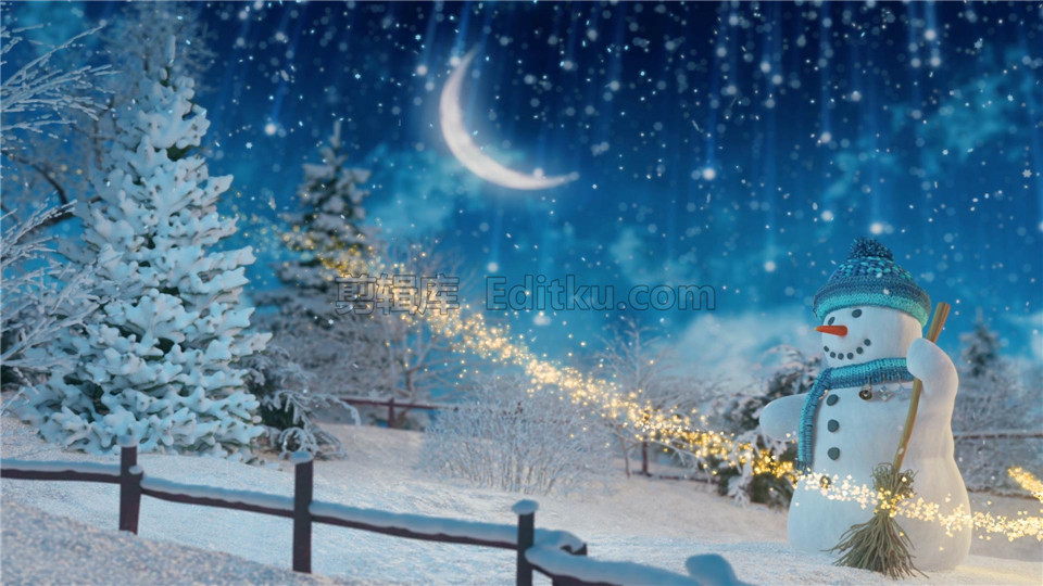 原创AE模板唯美夜景冰天雪地充满圣诞节气氛LOGO演绎动画 第2张