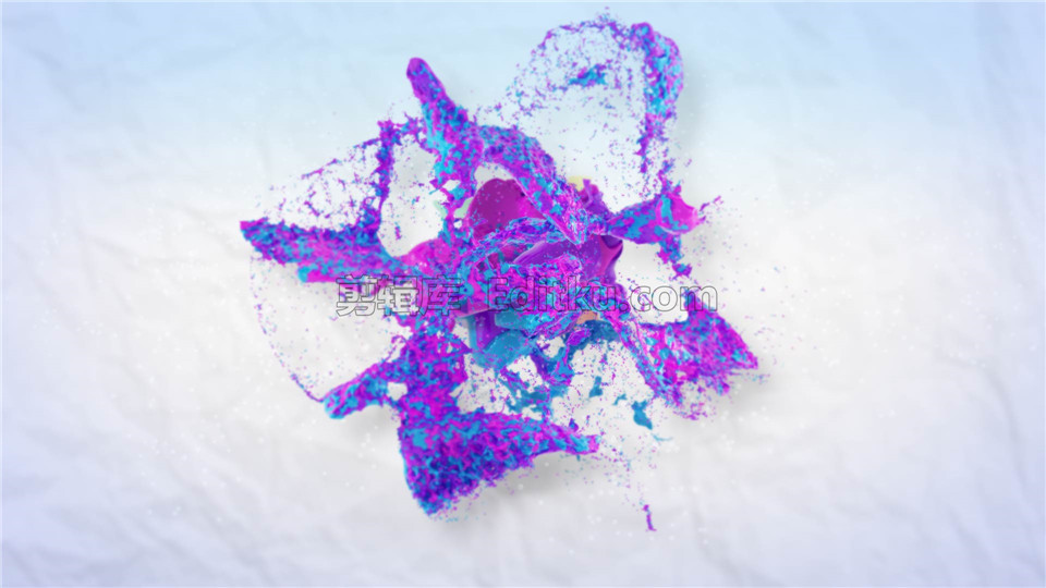 三股彩色液体油漆聚拢效果揭示出标志开场视频LOGO演绎片头_第3张图片_AE模板库