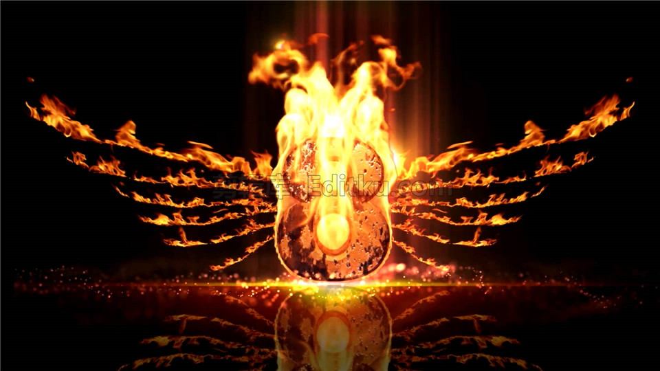 火焰翅膀倒计时三维震撼公司企业年会晚会10秒计数视频素材 第2张