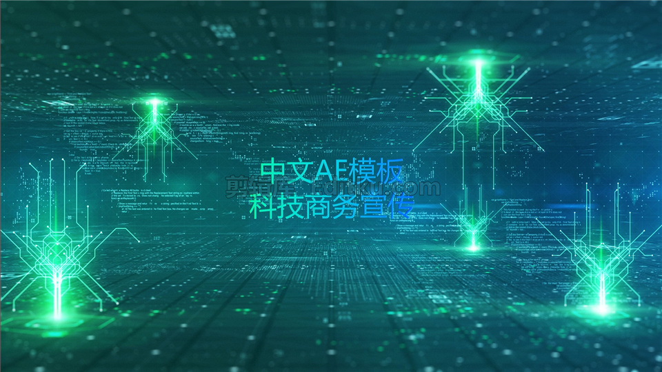 中文AE模板制作未来派数字科幻空间中动态公司宣传图文动画效果 第4张
