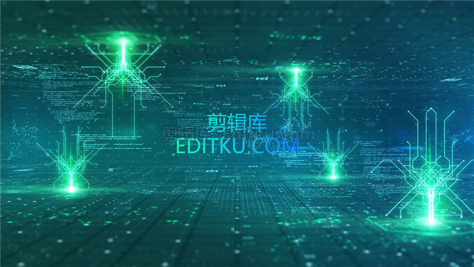 中文AE模板制作未来派数字科幻空间中动态公司宣传图文动画效果 第1张
