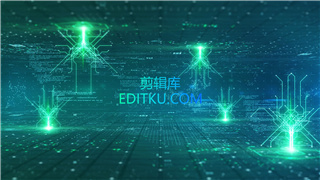 中文AE模板制作未来派数字科幻空间中动态公司宣传图文动画效果