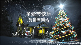中文AE模板圣诞节圣诞树星星飞穿梭飞舞粒子光效文字片头展示