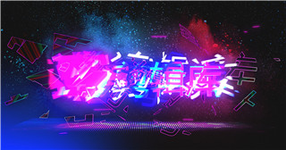 4K中文AE模板赛博朋克2077类型多彩炫酷闪烁logo片头展示