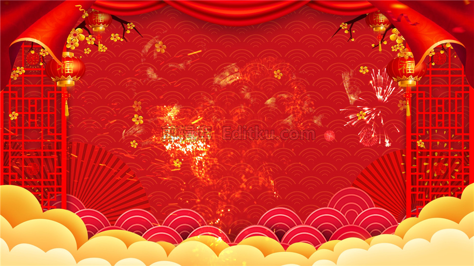 中文AE模板制作红色2021年福牛贺岁新年元旦节宣传片头动画视频_第1张图片_AE模板库