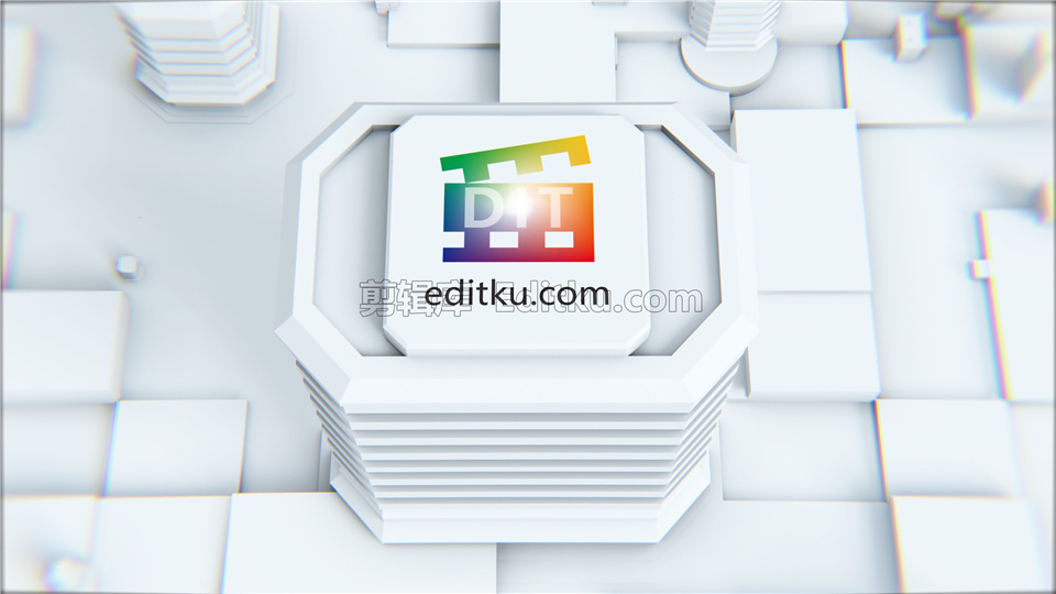 中文AE模板4K分辨率三维图形白模抽象城市建筑标志演绎动画效果 第4张