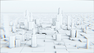 中文AE模板4K分辨率三维图形白模抽象城市建筑标志演绎动画效果