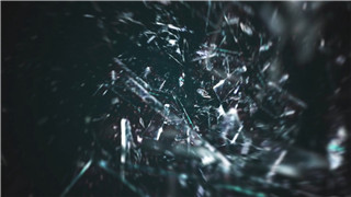 中文PR模板简洁炫酷玻璃破碎飞舞映出logo片头演绎