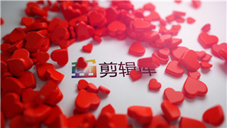 中文AE模板三维鲜红爱心图形情人节求婚告白视频介绍开场效果制作