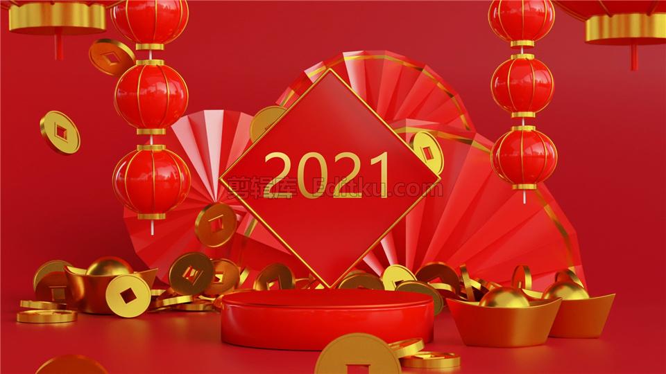 原创AE模板红色灯笼牛年贺岁2021中国新年元宵节开场片头视频动画_第3张图片_AE模板库