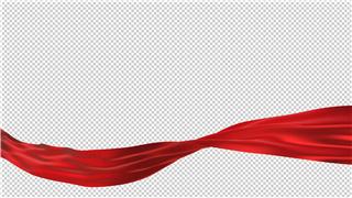 超实用4K级鲜红色布丝绸飞舞全国两会片头透明通道合成视频素材