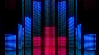 强劲红蓝炫酷酒吧灯光动感长方形矩阵上升动画背景视频VJ素材