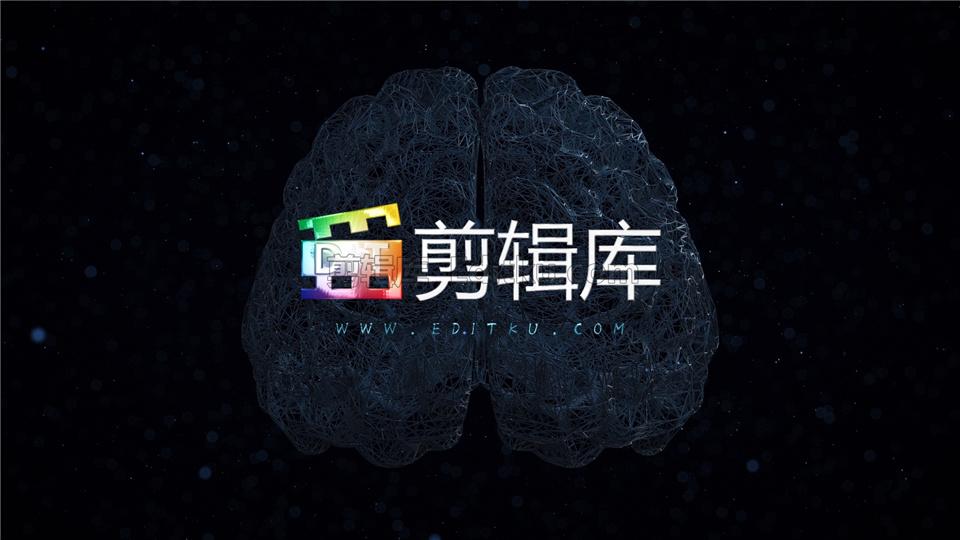 中文AE模板抽象线条桥接流动荧光蓝点大脑状结构科技LOGO动画 第4张