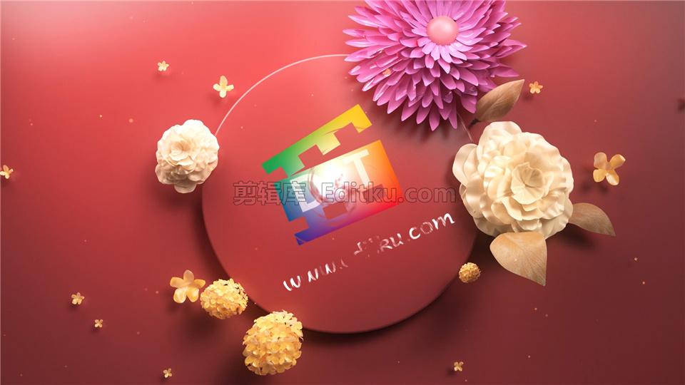 中文AE模板彩色立体花艺花卉旋转盛开揭示情人节LOGO视频动画_第1张图片_AE模板库
