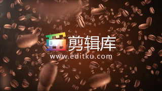 中文AE模板4K密集咖啡豆中模糊出现LOGO演绎动画视频