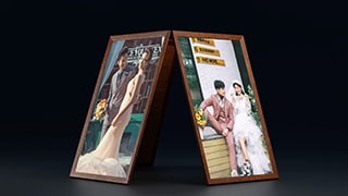 中文AE模板三维视图婚庆公司照片立体画廊LOGO演绎片头