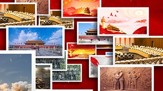 中文AE模板2021中国共产党建党一百周年党政图片汇聚片头动画