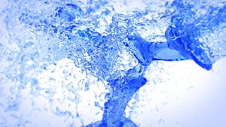 中文AE模板湛蓝色水流流动飞溅效果显露公司LOGO视频动画
