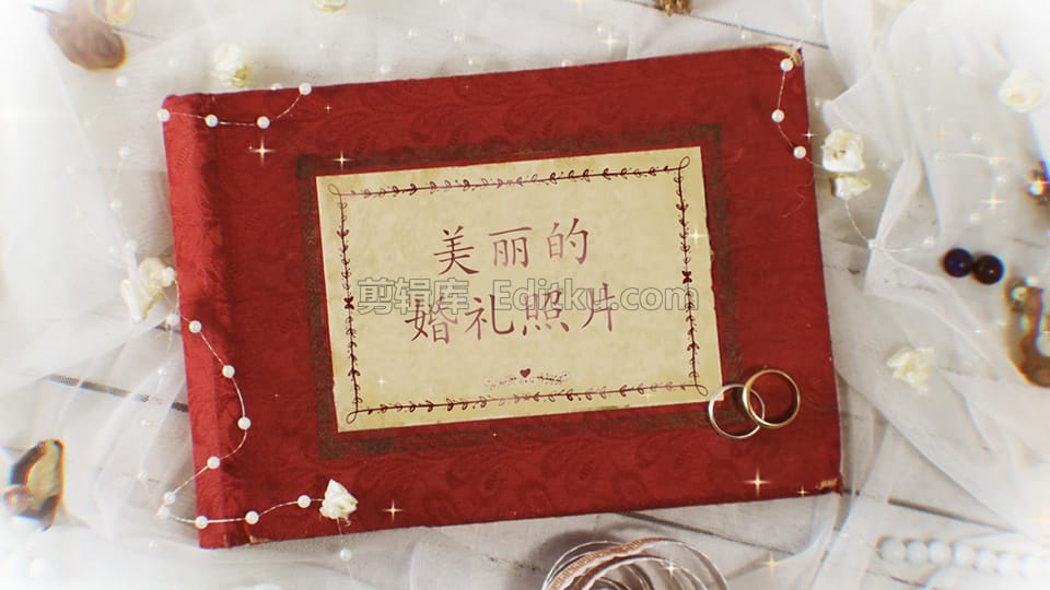 中文AE模板美丽花纹相框装饰婚礼照片相册幻灯片展示动画 第1张