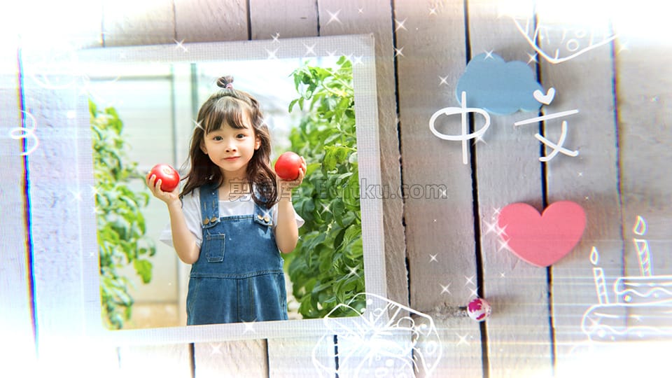 唯美可爱庆祝小朋友生日快乐派对照片幻灯片展示中文AE模板 第3张