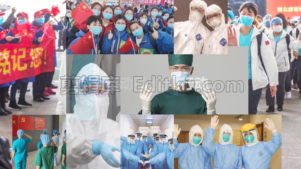 中文PR模板抗击疫情众志成城医师医护工作宣传视频相册 第4张
