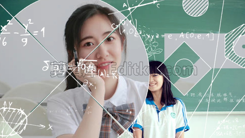 中文PR模板开学季数字计算教学运用辅助线条效果视频转场 第2张