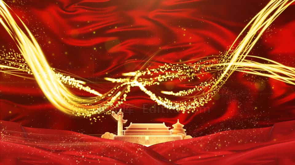 热烈庆祝祖国72周年生辰快乐红色背景视频片头中文AE模板 第2张
