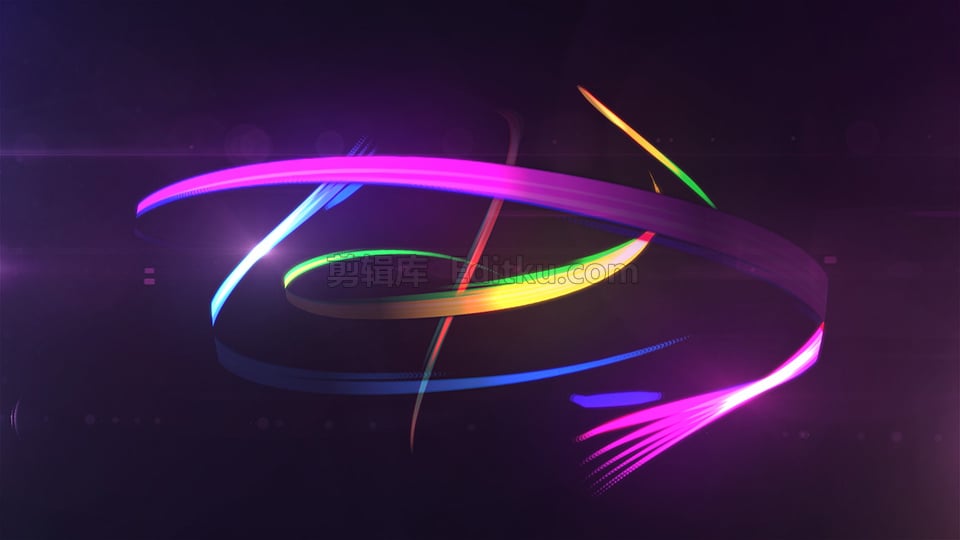 中文AE模板制作炫美彩色闪耀抽象光带LOGO揭示开场动画 第1张