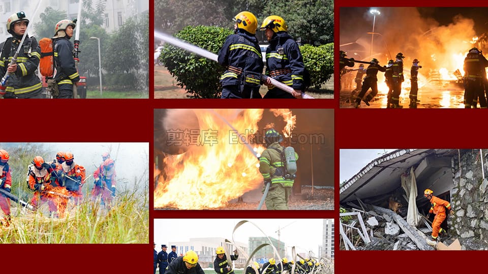 中文AE模板119全国消防日多张消防员相册展示图文幻灯片动画_第3张图片_AE模板库