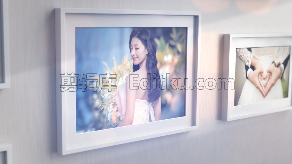 中文PR模板温馨幸福墙壁相框空间立体浪漫经典婚礼相册 第2张