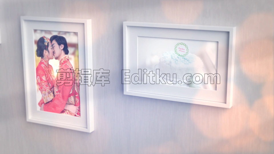 中文PR模板温馨幸福墙壁相框空间立体浪漫经典婚礼相册 第4张