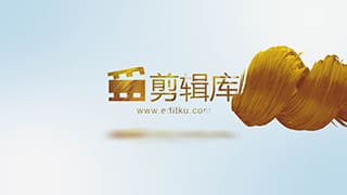 中文AE模板震撼抽象黄金色螺旋线条揭示公司LOGO演绎动画