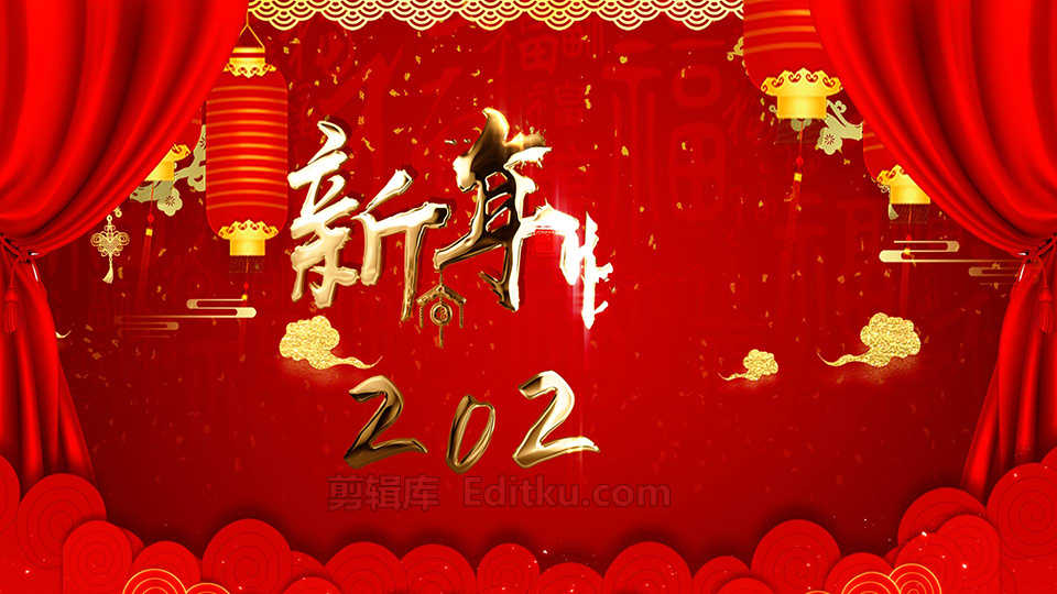 中文AE模板2022虎虎生威年新年气氛红色拜年贺语片头动画_第2张图片_AE模板库