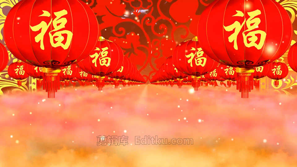 最新充满喜迎2022虎年新春福字灯笼舞台晚会背景视频素材 第3张