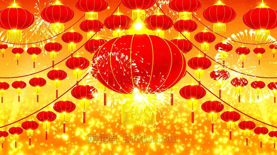 过年背景视频满满新年氛围2022福虎中国年春节红灯笼动画 第3张