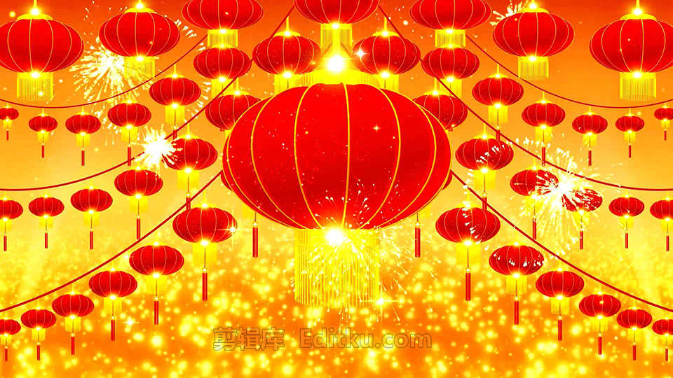 过年背景视频满满新年氛围2022福虎中国年春节红灯笼动画 第4张