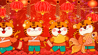2022春节虎虎生威其乐融融合家安康新年快乐视频素材