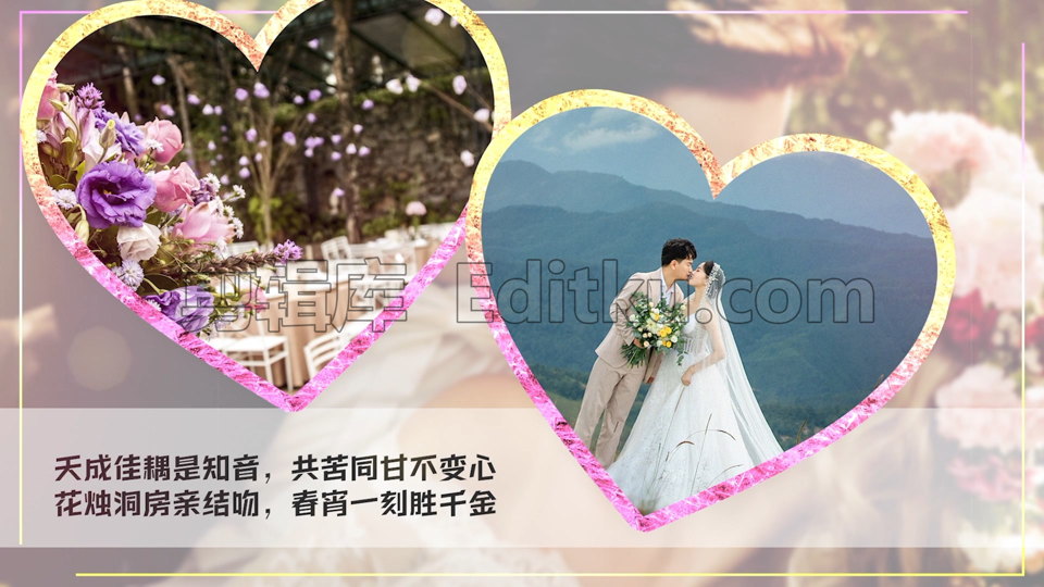 梦幻爱心水晶朦胧温馨浪漫婚礼视频相册中文PR模板 第1张